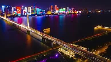 4K震撼航拍延时杭州CBD灯光秀视频的预览图